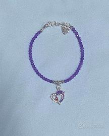 BRACCIALE CUORE CON DELFINO VIOLA FATTO A MANO