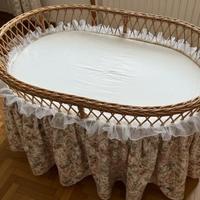 Gonna/Balza Culla Ovale in Vimini - Stile Vintage