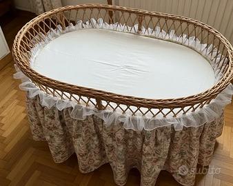 Gonna/Balza Culla Ovale in Vimini - Stile Vintage