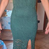 Vestito lungo verde pizzo cerimonia