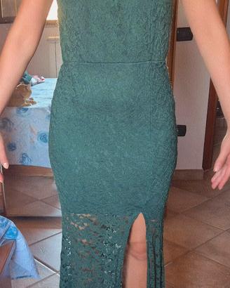 Vestito lungo verde pizzo cerimonia