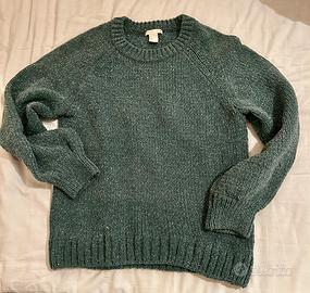 Maglione verde con filo lurex argento H&M tg Small