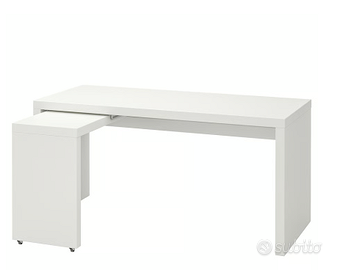 Scrivania con piano estraibile, bianco, 151x65 cm