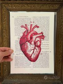 Poster artistico con cuore anatomico vintage