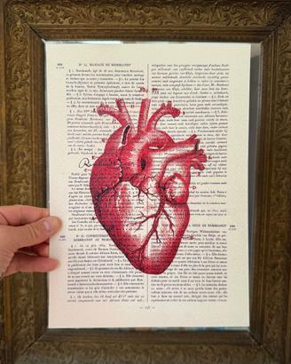 Poster artistico con cuore anatomico vintage