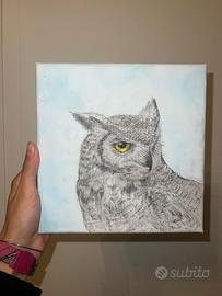 Quadro fatto a mano, gufo 