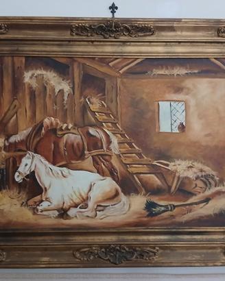 Quadro Cavalli in stalla