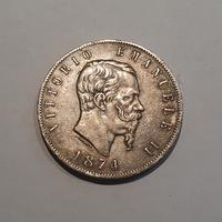 Moneta 5 Lire Vittorio Emanuele II 1874 