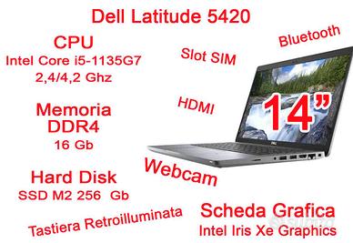 Dell5420 14"Full HD Intel i5 16GB RAM 256GB SSD