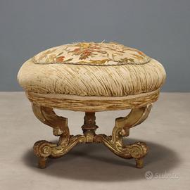 Sgabello in Legno Intagliato e Dorato - Fine 800