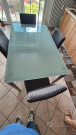 Tavolo vetro cristallo + 4 sedie calligaris