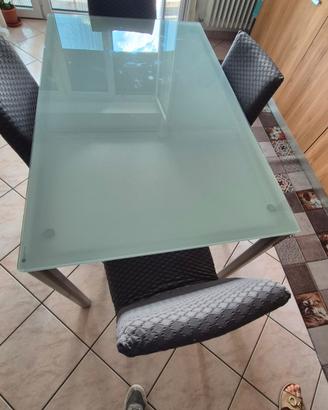 Tavolo vetro cristallo + 4 sedie calligaris