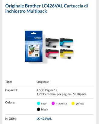 Set completo di inchiostri brother Lc426Val