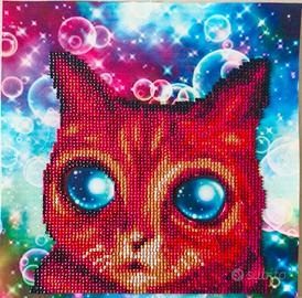 Quadro Diamond Painting Gatto Galattico - 20x25 cm