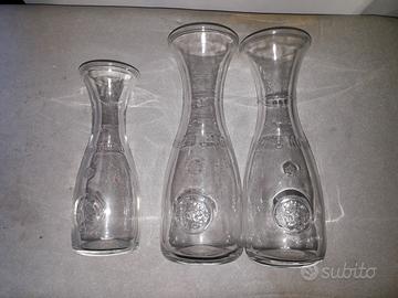 3 BOTTIGLIE IN VETRO PER VINO DA OSTERIA VINTAGE