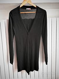 Cardigan lungo nero donna in viscosa. Kontatto. S