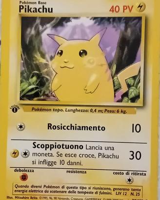 Carta Pokemon pikachu 58/102 prima edizione ita