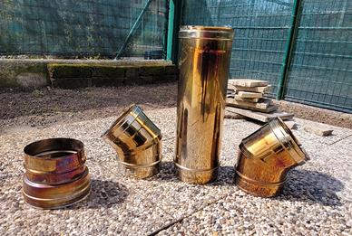 Set Canna Fumaria + Curve + Riduttore Inox Ramato