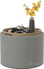HOMCOM Pouf Contenitore con coperchio effetto lino