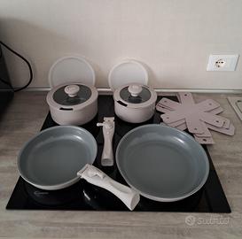 Nuovo set pentole antiaderenti + manici rimovibili