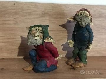 Coppia Pixies Grandi Poliresina Fioriera Giardino