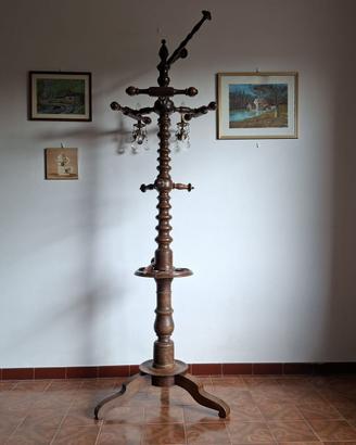 Attaccapanni antico legno a rocchetto da restaurar