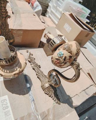 Applique vintage anni '80 in ottone ceramica NUOVE