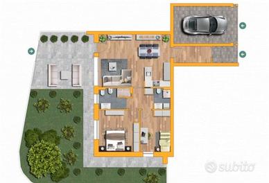 Spazioso quadrilocale con giardino e garage