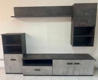 Composizione mobile TV sospeso grigio cemento mode