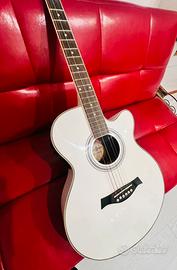 Chitarra acustica elettrificata bianca
