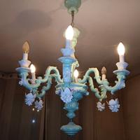 Lampadario in ceramica CAPODIMONTE 6 bracci