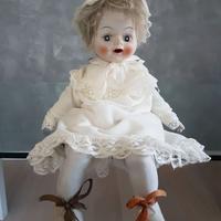 Bambola da letto   stoffa e biscuit di porcellana