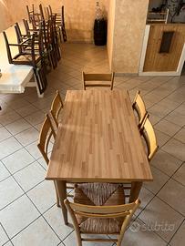 Tavolo rustico + 6 sedie impagliate - Come NUOVO