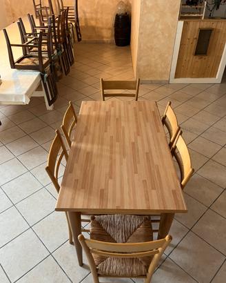 Tavolo rustico + 6 sedie impagliate - Come NUOVO