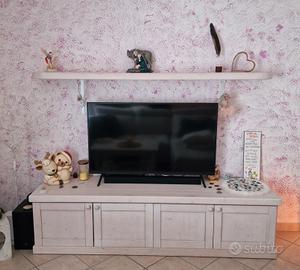 Mobile e mensola legno massello di abete decapato 