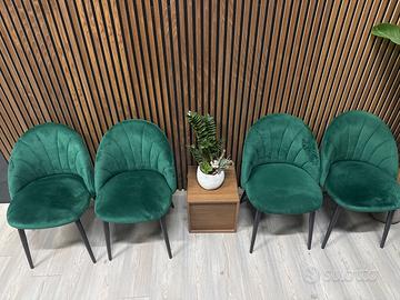Sedie in velluto verde petrolio