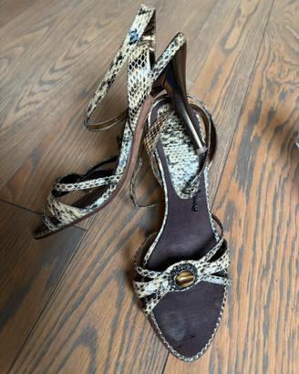 Scarpa sandali firmati pitone e occhio di tigre