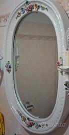 SPECCHIO in ceramica con fiori 