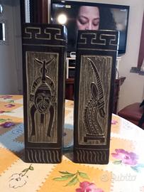 2 Vasi Etnici PortaFiori Soprammobili Decoro
