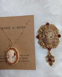 spilla e collana cammeo 