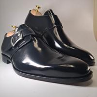 Vai Now Double Monk Strap Shoes Black Leather Size