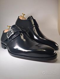 Vai Now Double Monk Strap Shoes Black Leather Size