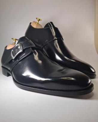 Vai Now Double Monk Strap Shoes Black Leather Size