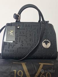 Borsa a mano pelle nera Versace 19-69 