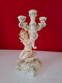 Candelabro  Rococò/Capodimonte Co Cherubino 3 fiam