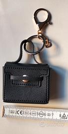 Portachiavi donna borsa borsetta nera con anello 