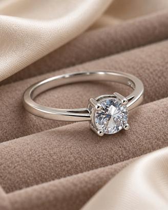 anello argento donna solitario zircone  promessa 
