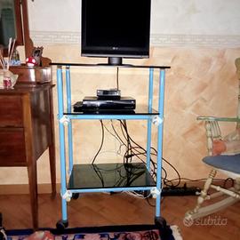 carrello turchese in vetro
