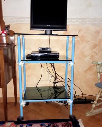 carrello turchese in vetro