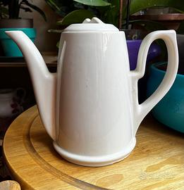 Caffettiera / Teiera vintage in ceramica bianca